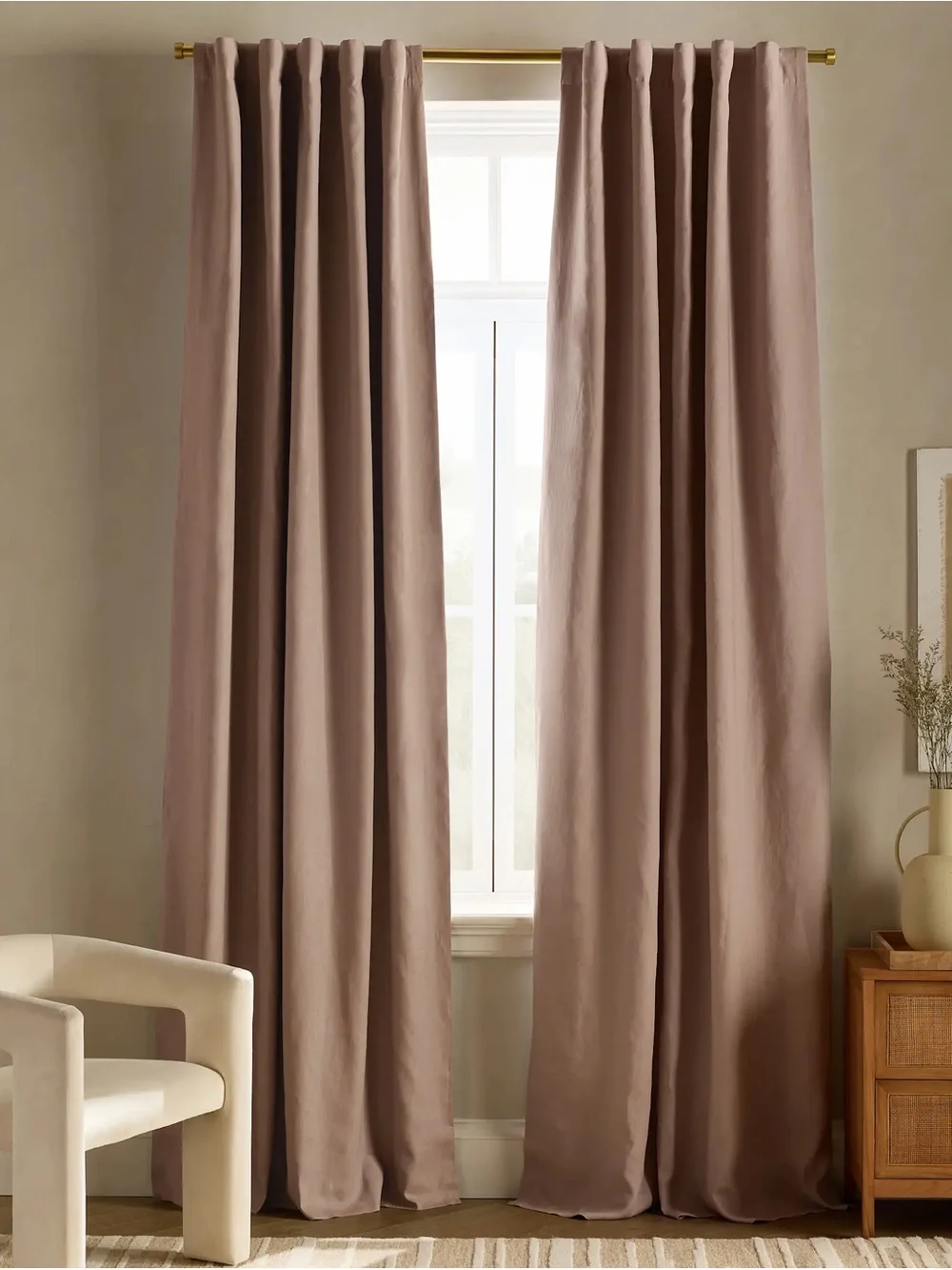 Quince European Linen Room Darkening Rose Quartz - Single Panel